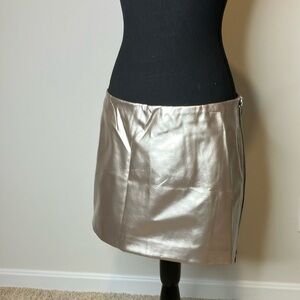 Metallic Silver Mini Skirt - Sleek Side-Zip Style